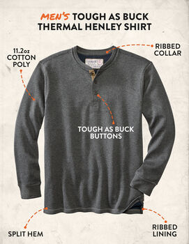 Men's Tough as Buck Double Layer Thermal Henley Shirt