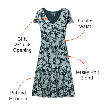 Women's Printed Knit Midi Short Sleeve Dress