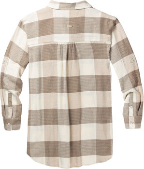 Women's Oversized Plaid Button Down Tunic Convertible Sleeve Blouse