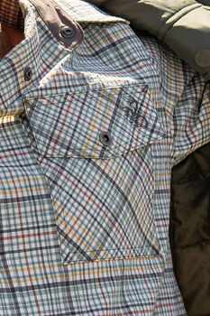 Men's Textured Stretch Woven Plaid Short Sleeve Shirt