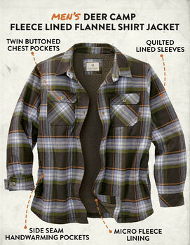 Men's Deer Camp Berber Lined Flannel Shirt Jacket