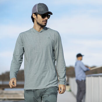 Men's Portage Moisture Wicking UPF Sun Protection Hooded Performance Long Sleeve T-Shirt