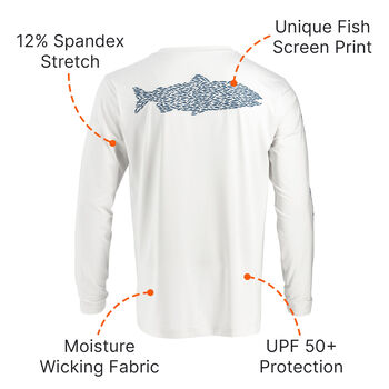 Men's Moisture Wicking UPF Sun Protection Fish Print Long Sleeve T-Shirt