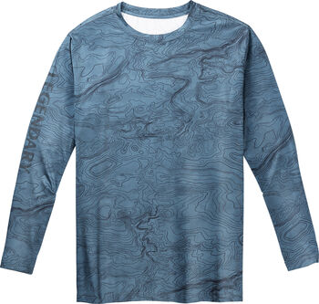 Men's Moisture Wicking UPF Sun Protection Topographical Print Long Sleeve T-Shirt