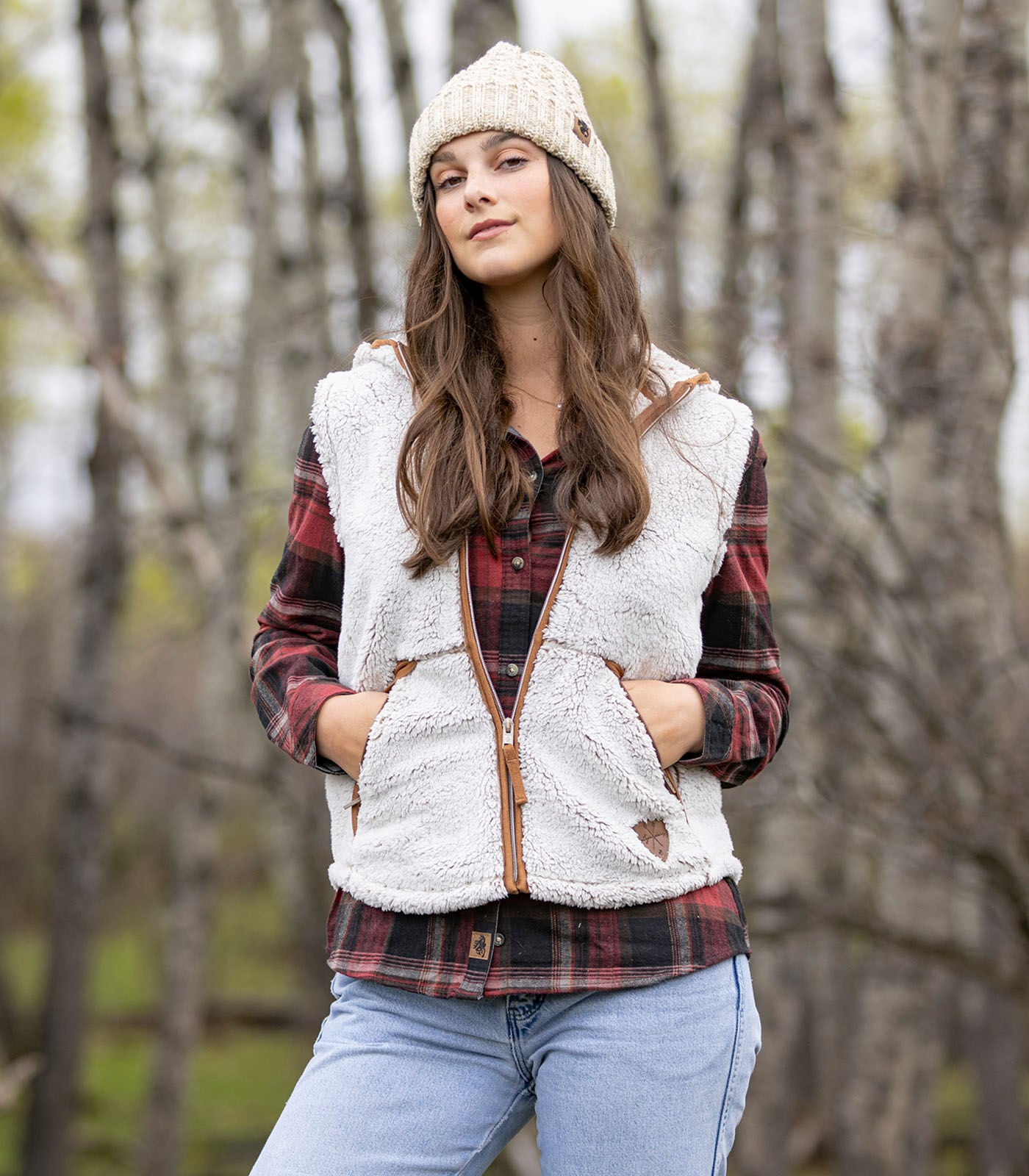 Women's Fuzzy Hide Fleece Hooded Vest | Warm & Comfy Layering
