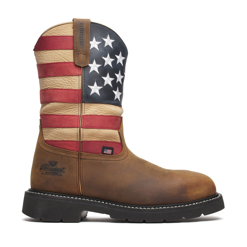 Thorogood Western Stars & Stripes Waterproof 11'' Crazy Horse Nano Safety Toe Work Boots For Men image number 0