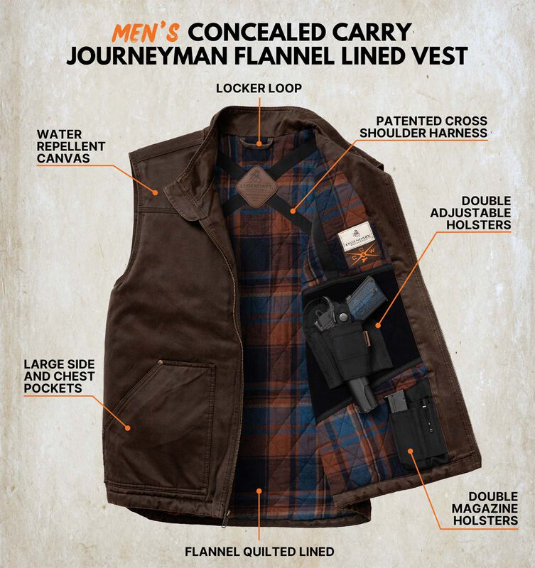 Men's Concealed Carry Journeyman Flannel Lined Vest image number 2