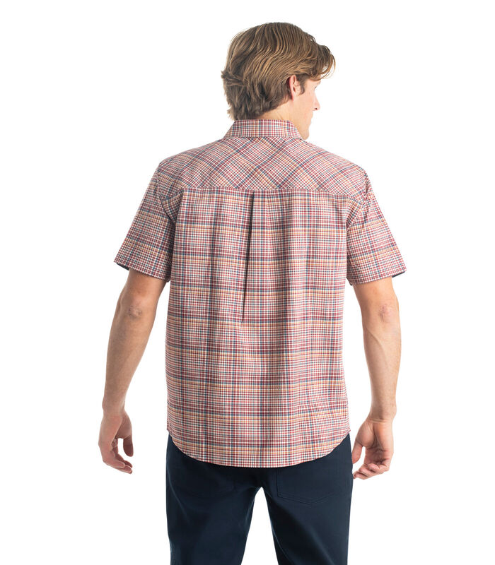 Men&rsquo;s Textured Stretch Woven Plaid Short Sleeve Shirt image number 3