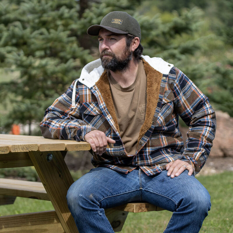 Men's Camp Night Berber Lined Hooded Flannel Shirt Jacket image number 2