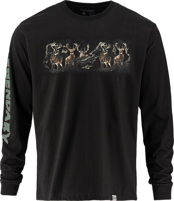 Men's Stag Lineup Long Sleeve T Shirt Made in the USA image number 0