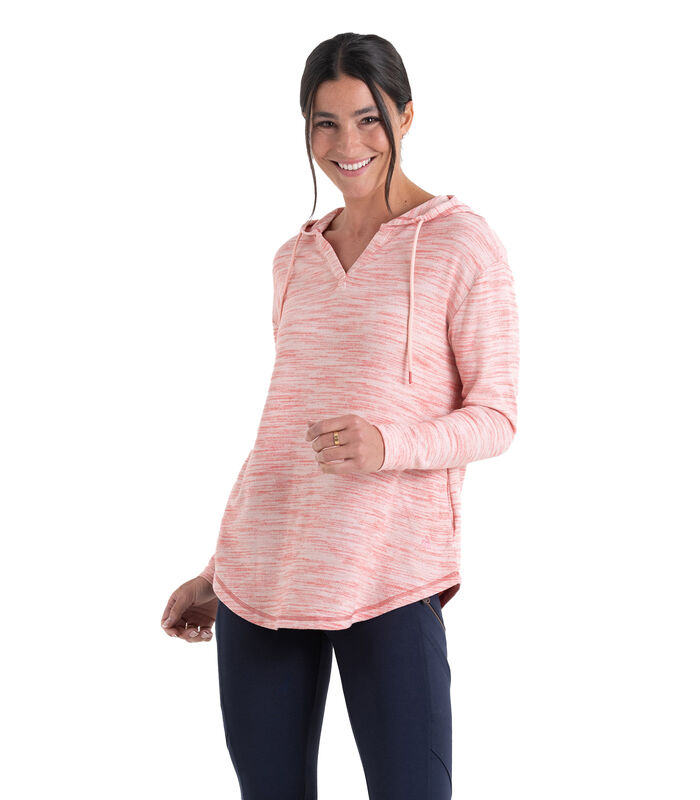 Women's Space Dye Knit V-Neck Pullover Hoodie image number 2