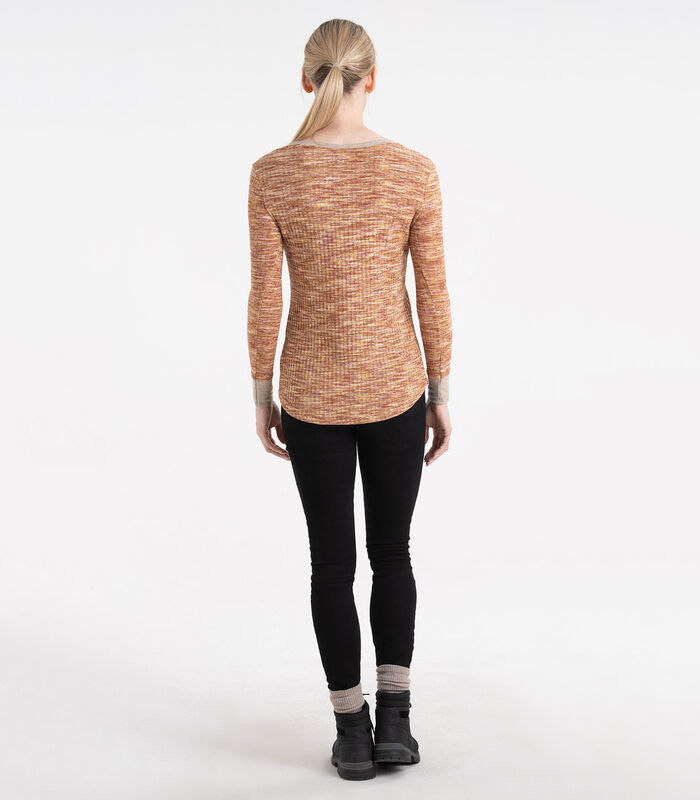 Women's Space Dye Knit Fashion Henley image number 3