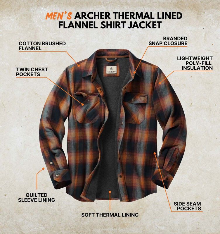 Men's Archer Thermal Lined Flannel Shirt Jacket image number 2