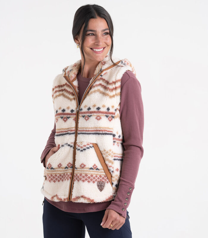 Women's Fuzzy Hide Fleece Hooded Vest image number 2