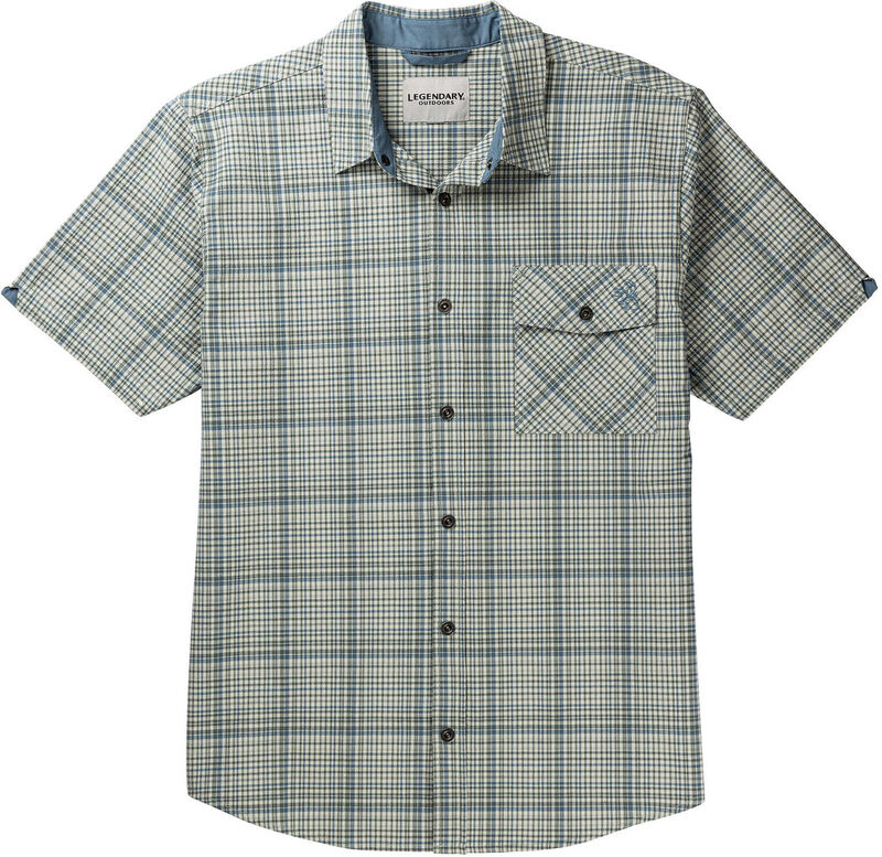 Men's Textured Stretch Woven Plaid Short Sleeve Shirt image number 0
