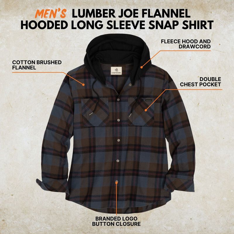 Men's Lumber Joe Flannel Hooded Long Sleeve Snap Shirt image number 2