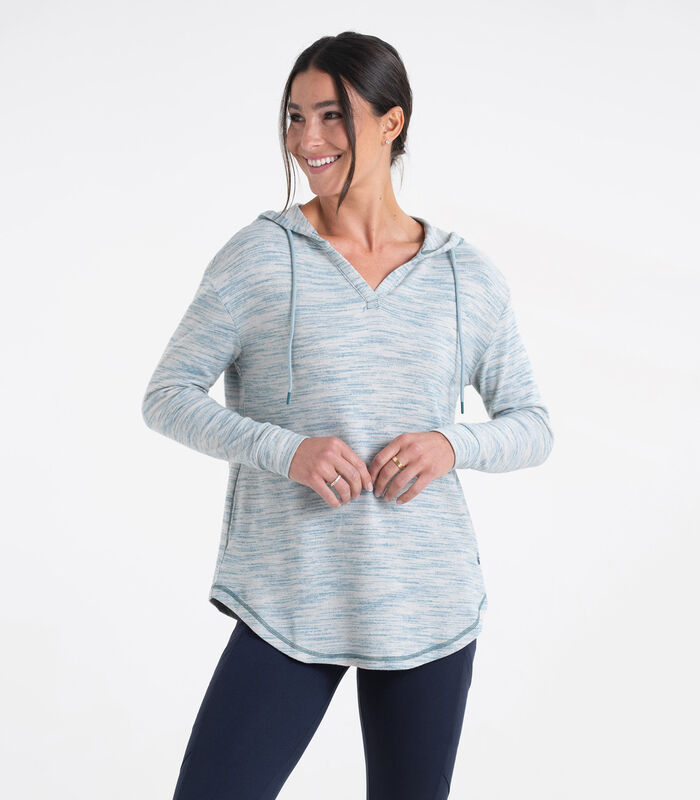 Women's Space Dye Knit V-Neck Pullover Hoodie image number 2