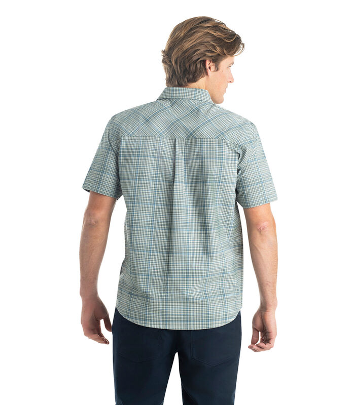 Men's Textured Stretch Woven Plaid Short Sleeve Shirt image number 4