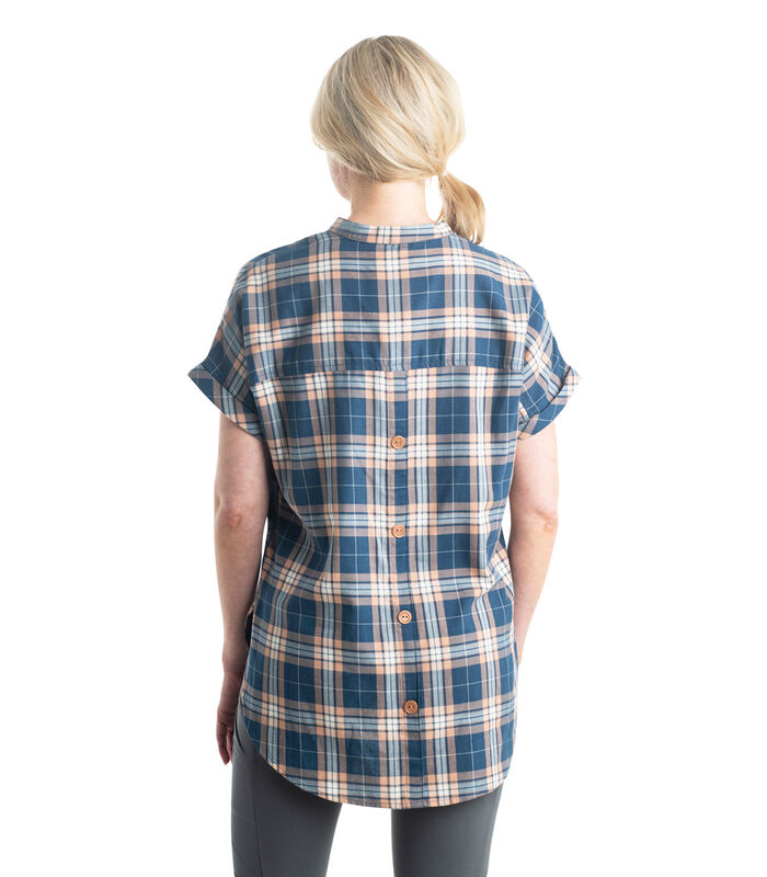 Women's Short Sleeve Popover Casual Plaid Shirt image number 3