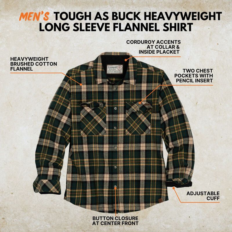 Men&rsquo;s Tough as Buck Heavyweight Long Sleeve Flannel Shirt image number 2