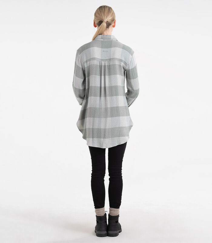 Women's Plaid Button Down Tunic Blouse image number 4