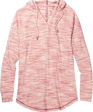 Women's Space Dye Knit V-Neck Pullover Hoodie