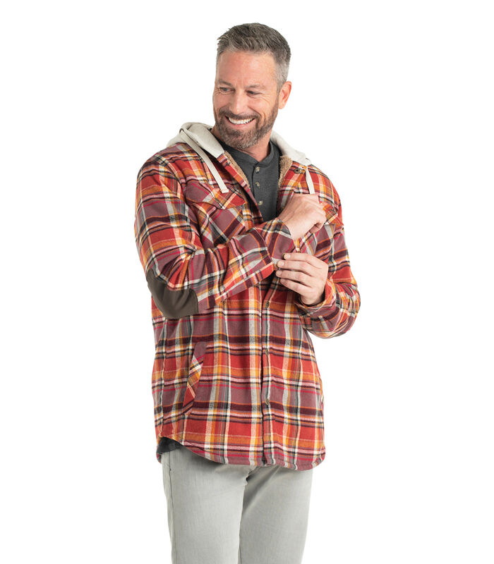 Men's Camp Night Berber Lined Hooded Flannel Shirt Jacket image number 2
