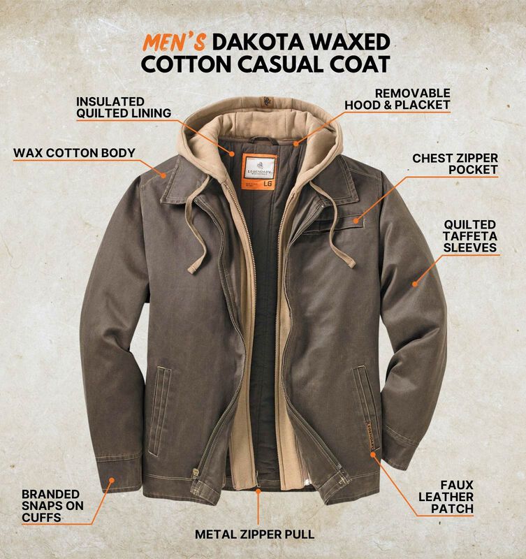 Men's Dakota Waxed Cotton Casual Coat image number 2