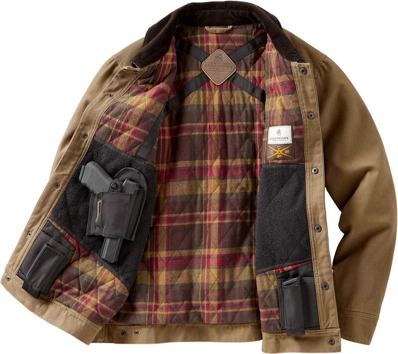 Men's Concealed Carry Hideout Flannel Lined Canvas Jacket image number 4