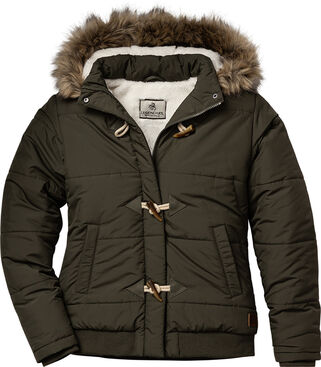 Women's Quilted Toggle Hooded Lined Puffer Jacket