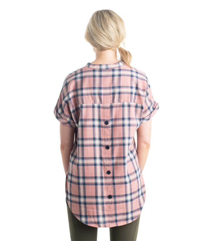 Women's Short Sleeve Popover Casual Plaid Shirt image number 3
