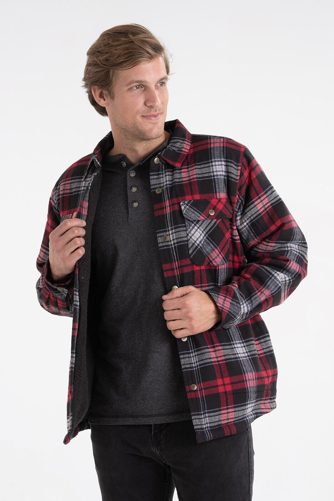Men's Deer Camp Berber Lined Flannel Shirt Jacket | Warm Shacket