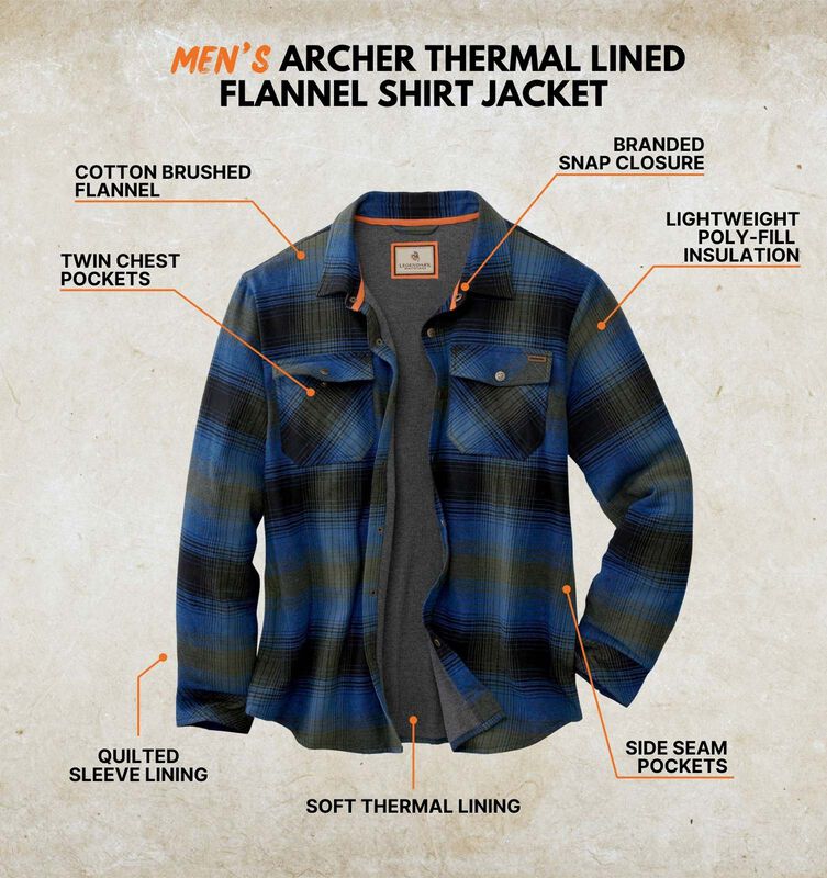 Men's Archer Thermal Lined Flannel Shirt Jacket image number 2