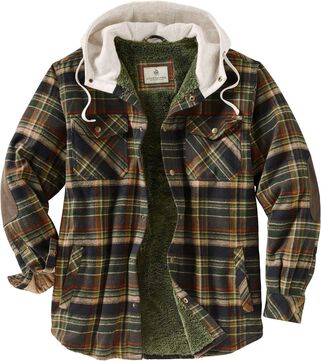 Men's Camp Night Berber Lined Hooded Flannel Shirt Jacket
