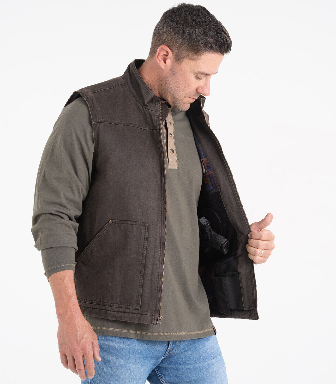 Shop Men s Concealed Carry Journeyman Flannel Lined Vest Legendary Whitetails