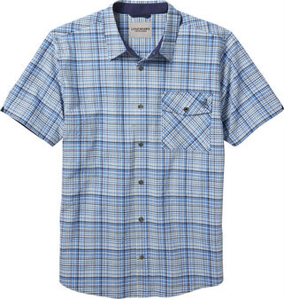 Men&rsquo;s Textured Stretch Woven Plaid Short Sleeve Shirt