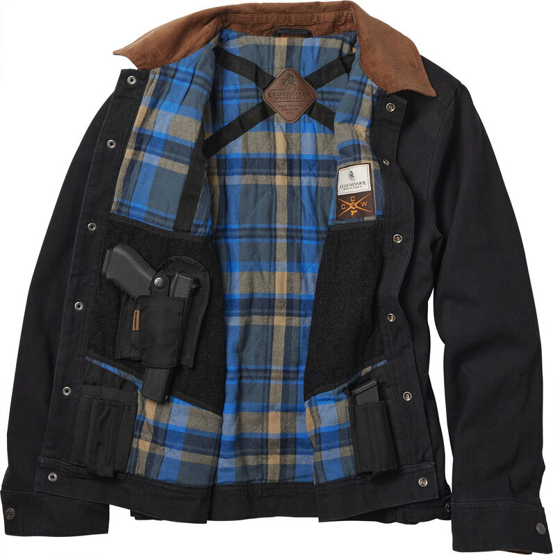 Men's Concealed Carry Hideout Flannel Lined Canvas Jacket image number 1