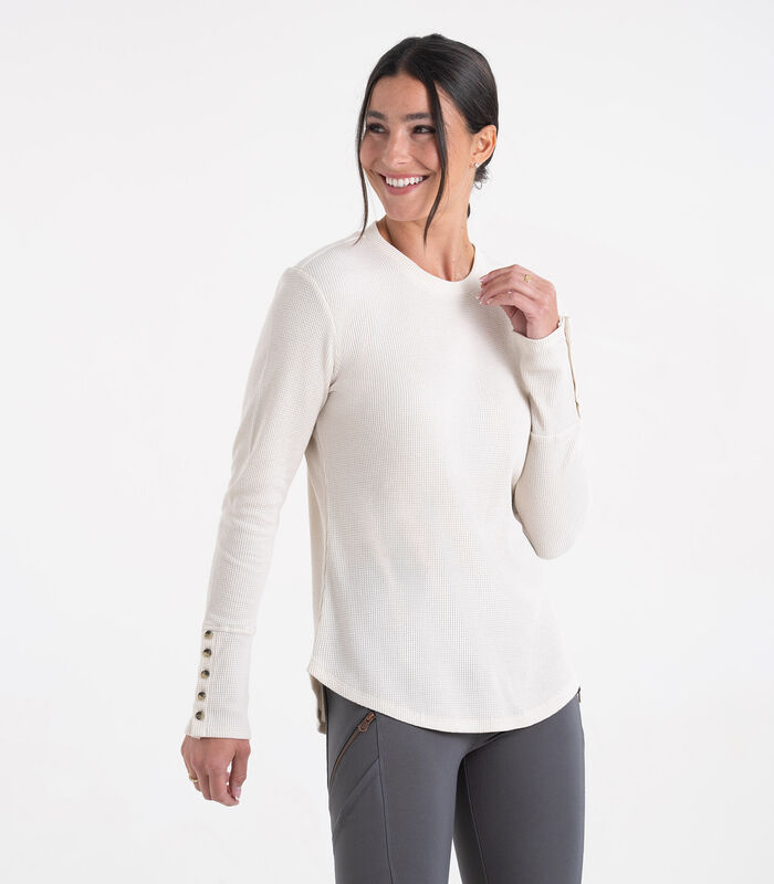 Women's Long Sleeve Waffle Knit Top image number 2