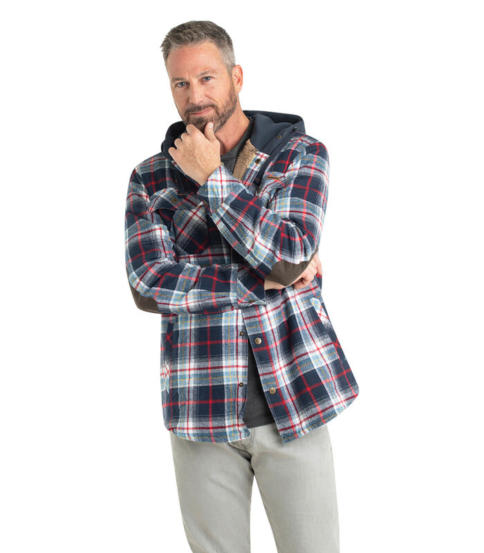 Men's Camp Night Berber Lined Hooded Flannel Shirt Jacket image number 3
