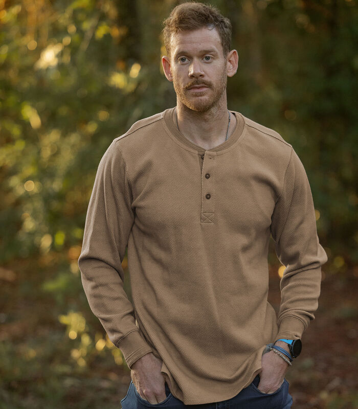Men's Tough as Buck Double Layer Thermal Henley Shirt image number 4
