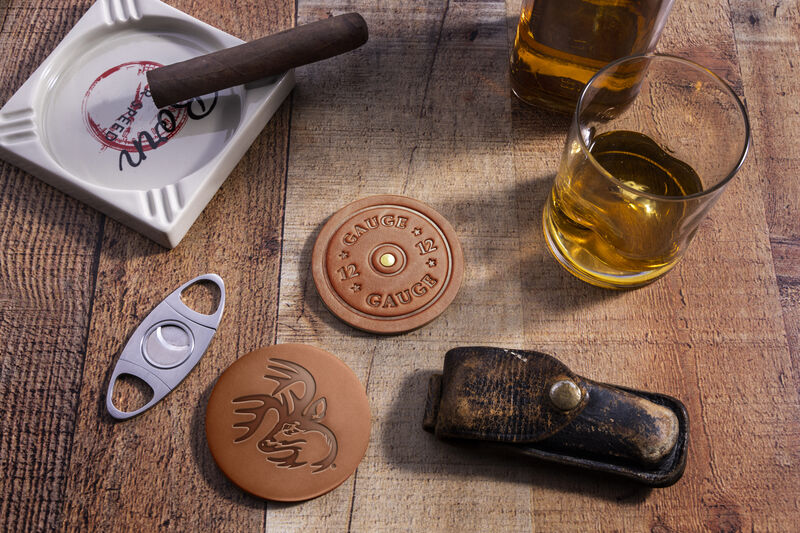 Legendary American Benchcraft Leather Coaster Set image number 1