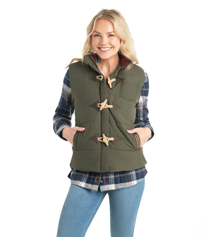 Women's Quilted Toggle Puffer Vest image number 3