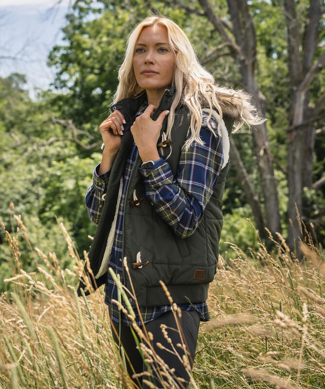 Women's Quilted Toggle Hooded Puffer Vest image number 4