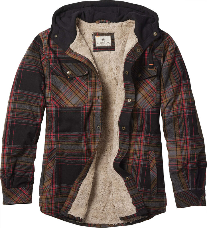 Men's Camp Night Berber Lined Hooded Flannel Shirt Jacket image number 0