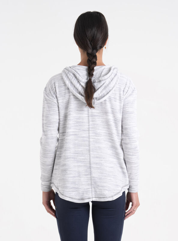 Women's Space Dye Knit V-Neck Pullover Hoodie image number 3