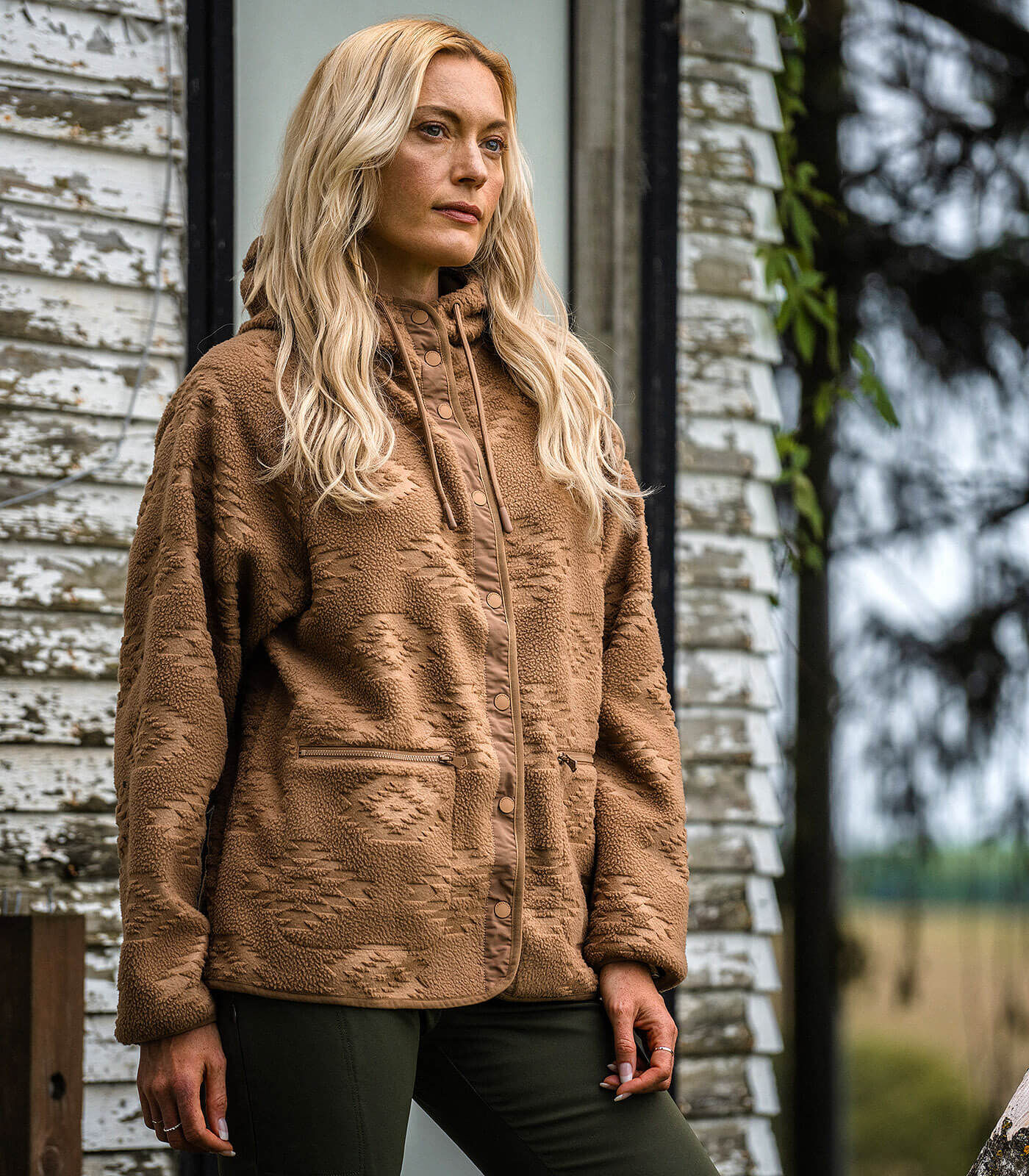 Snap front fleece jacket discount