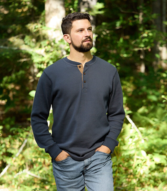 Men's Tough as Buck Double Layer Thermal Henley Shirt image number 2
