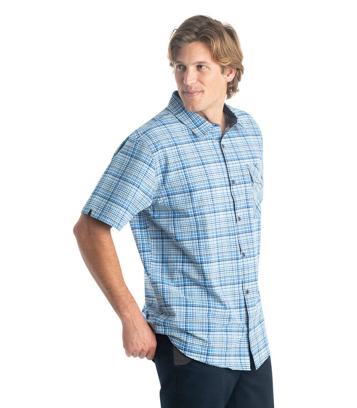 Men's Textured Stretch Woven Plaid Short Sleeve Shirt image number 2