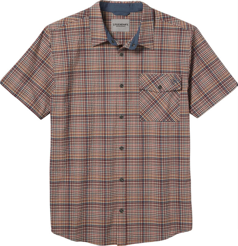Men&rsquo;s Textured Stretch Woven Plaid Short Sleeve Shirt image number 0