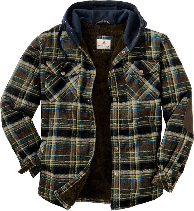 Men's Camp Night Berber Lined Hooded Flannel Shirt Jacket image number 0